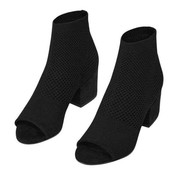 Eileen Fisher Womens Croft Bootie US 10 EU 40.5 Black Stretch Knit Open-Toe NWOB - Picture 2 of 12